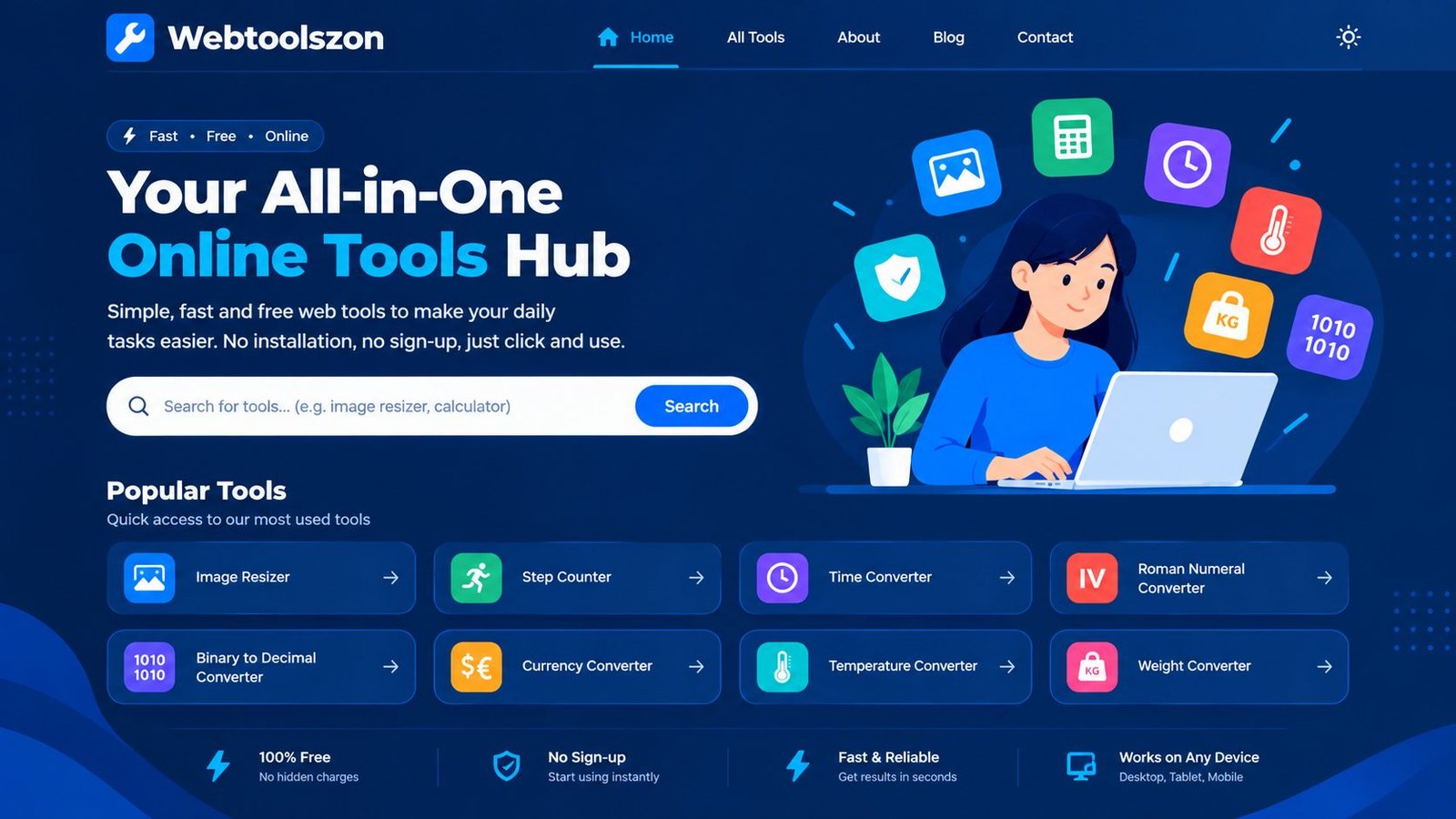 Webtoolszon — multiple free online tools, no API key needed